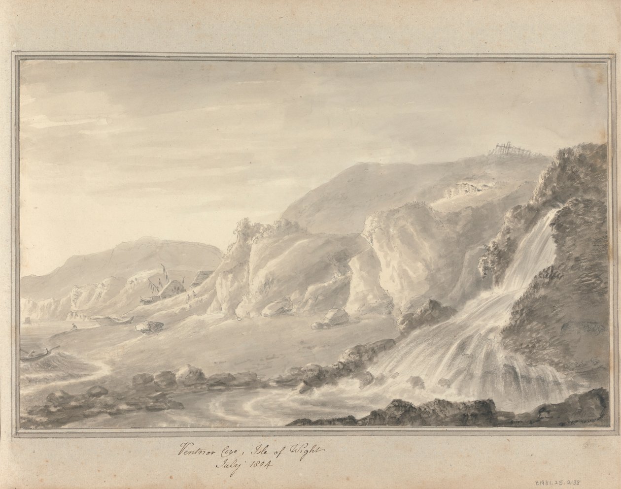 Näkymät Englannissa, Skotlannissa ja Walesissa: Ventnor Cove, Isle of Wight, heinäkuu 1804 tekijältä Amos Green