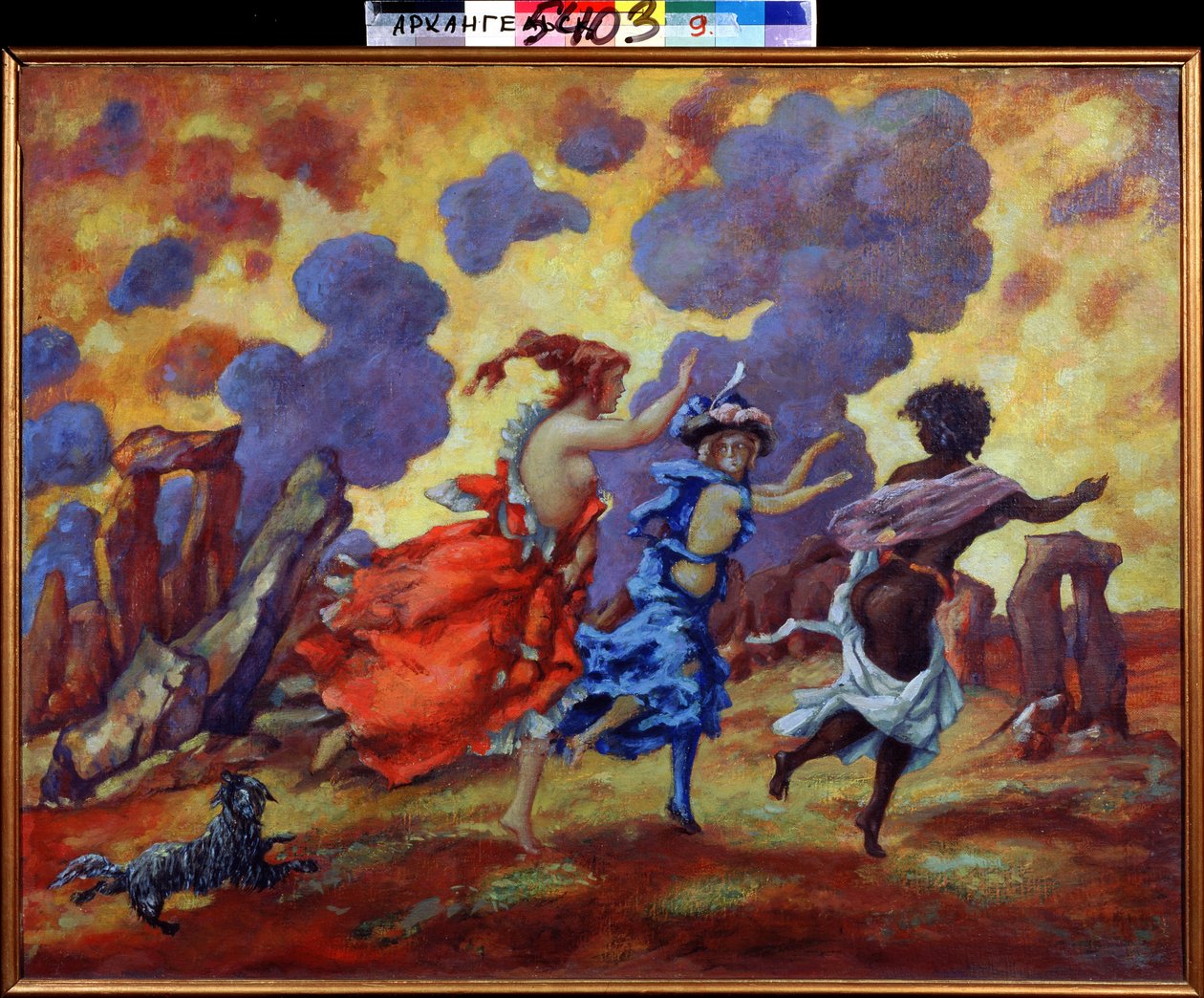 Pelko. Anatoli Afanasjevitš Arapovin (1876-1949) maalaus. Öljy kankaalle, 71 x 90 cm. Venäläinen taide, symboliikka. Alueellinen taidemuseo, Arkangeli (Venäjä). tekijältä Anatoli Afanasyevich Arapov