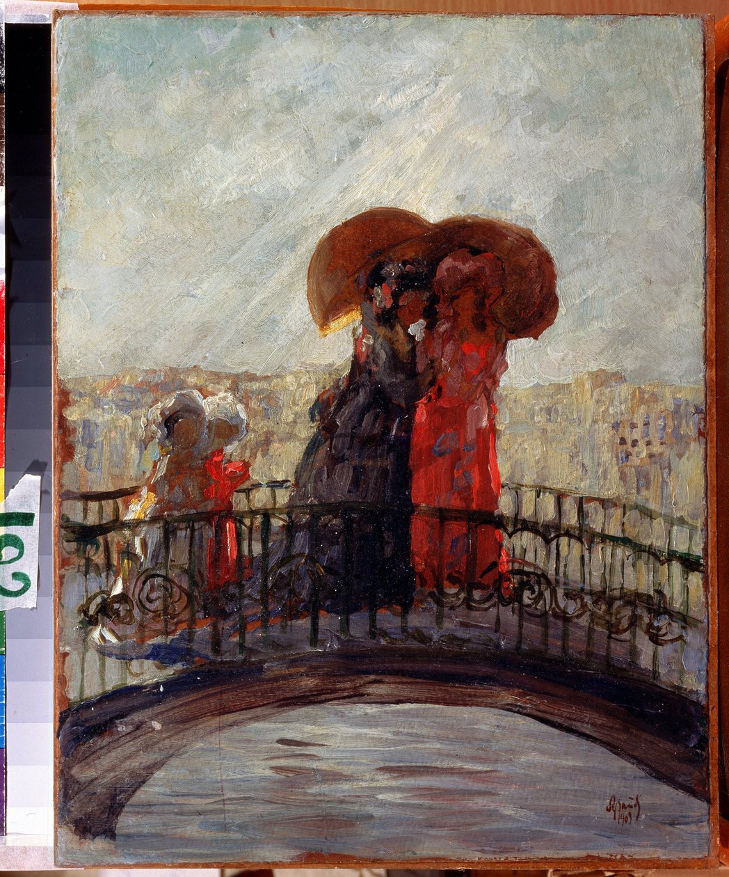 Sateen alla (Sateessa). Anatoli Afanasjevitš Arapovin (1876-1949) maalaus. Öljy kankaalle, 36 x 28 cm tekijältä Anatoli Afanasyevich Arapov