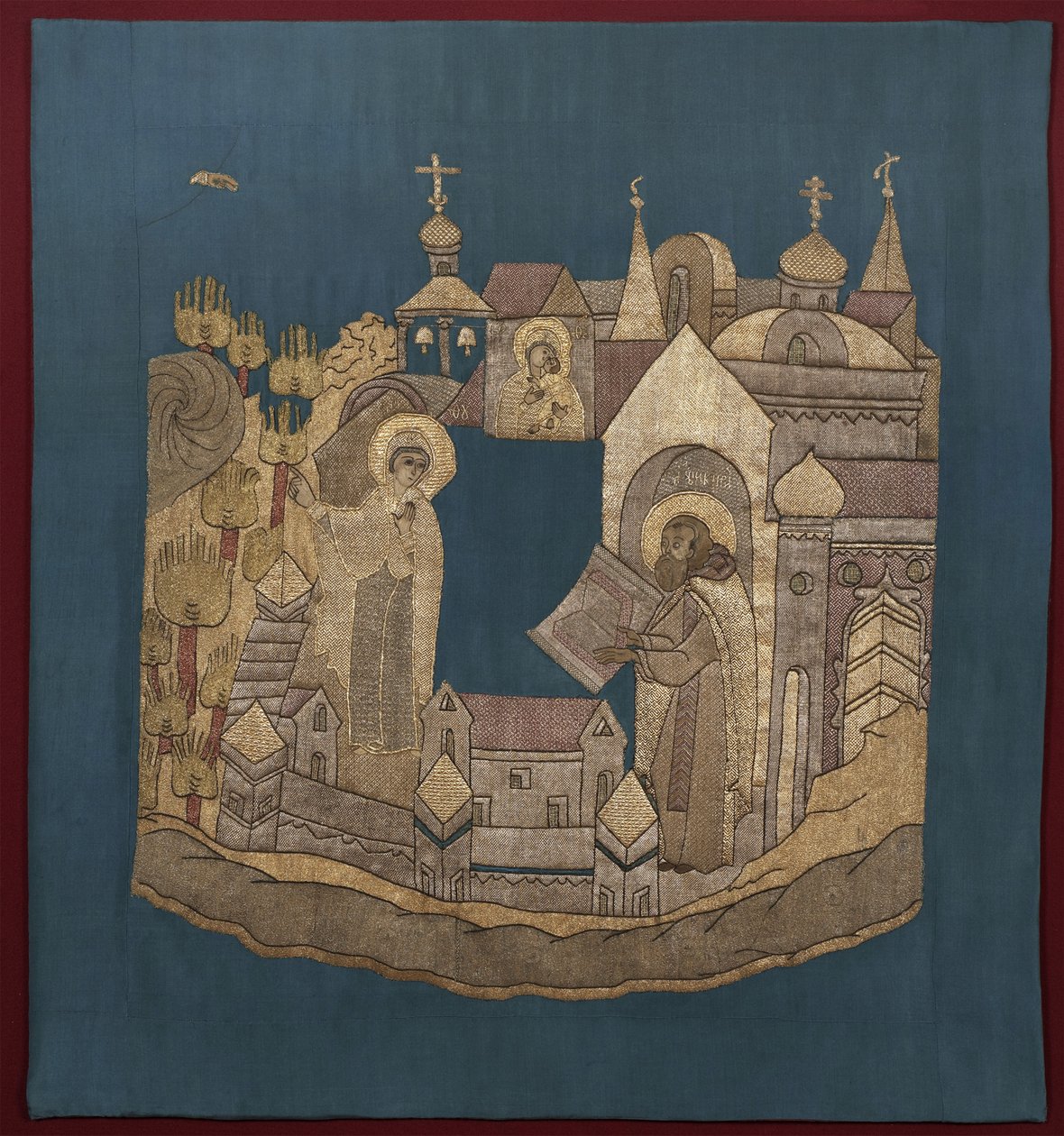Jumalanäidin ilmestyminen Pyhälle Kyril Belozerskilaiselle Simonovin luostarissa Podeassa, 16201635 tekijältä Ancient Russian Art