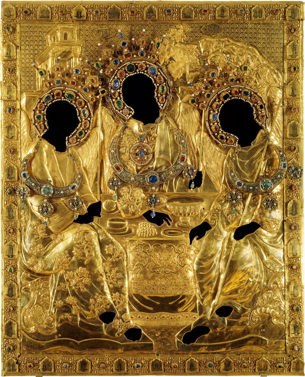 Andrei Rublev, 1600-1625 Okladin kansi Pyhän Kolminaisuuden ikonille tekijältä Ancient Russian Art