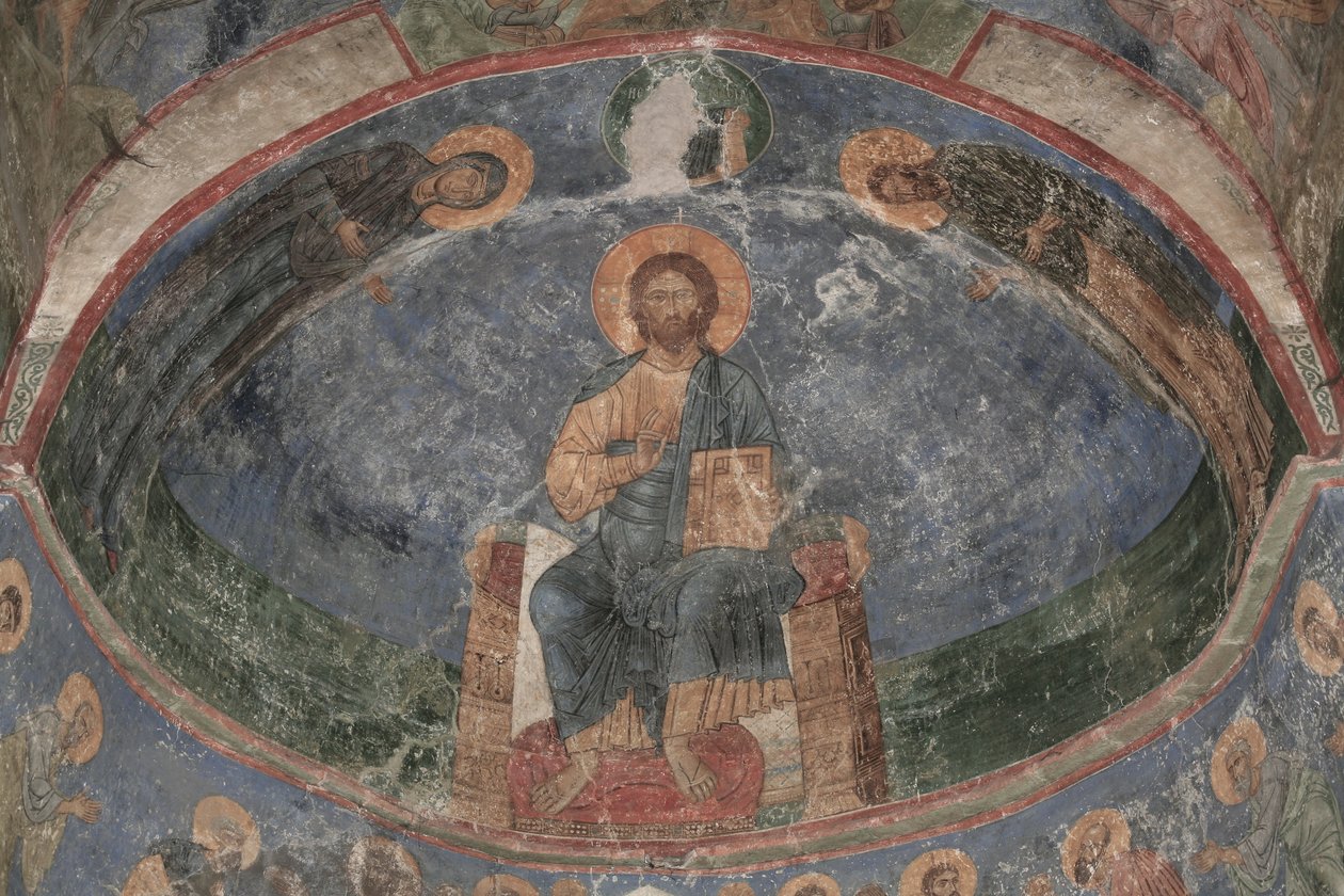 Kristus istui maailman Vapahtaja, 1100-luku tekijältä Ancient Russian frescos