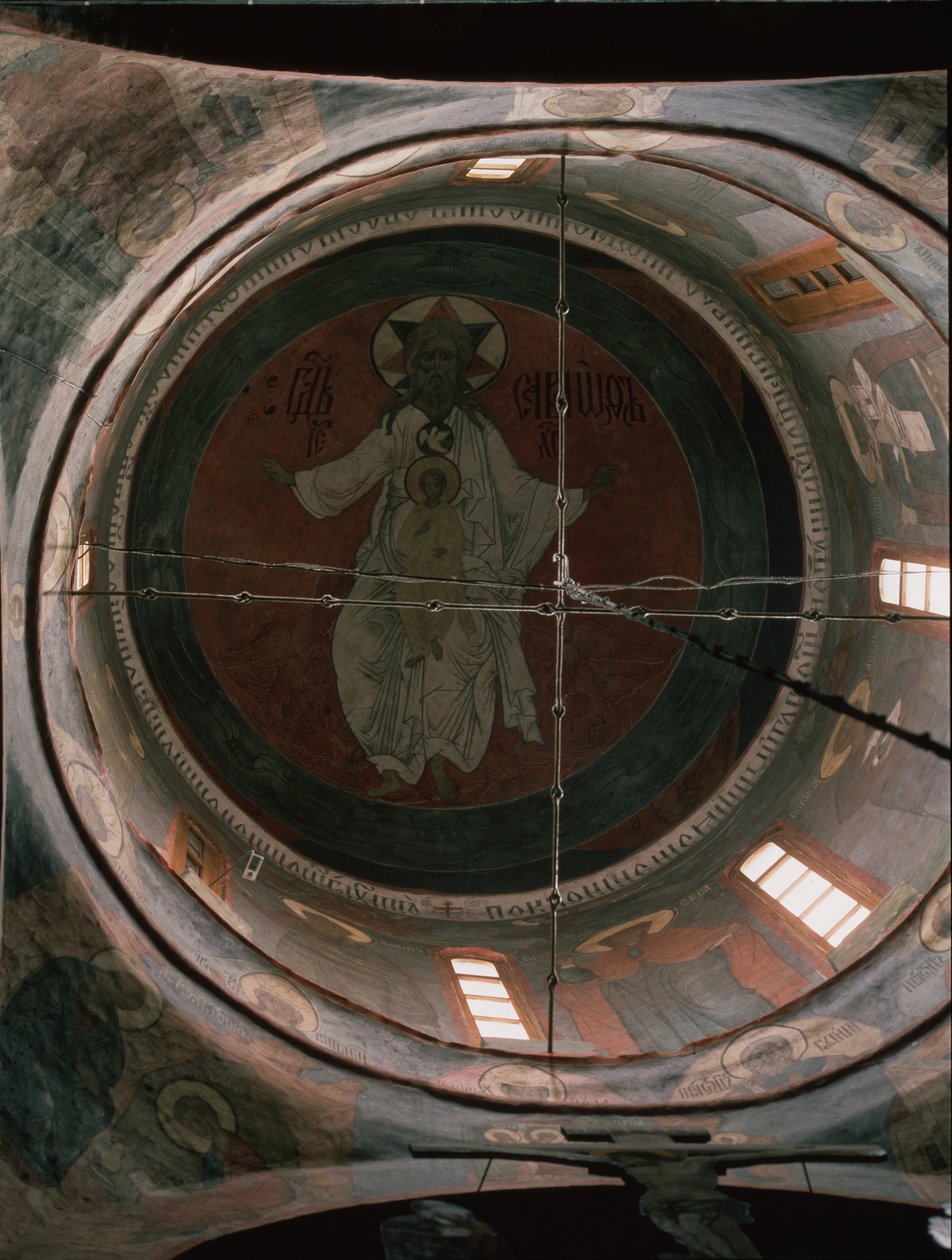 Jehova. Kupolimaalaus Moskovan Kremlin arkkienkeli Mikaelin katedraalissa, 1652-1666 tekijältä Ancient Russian frescos