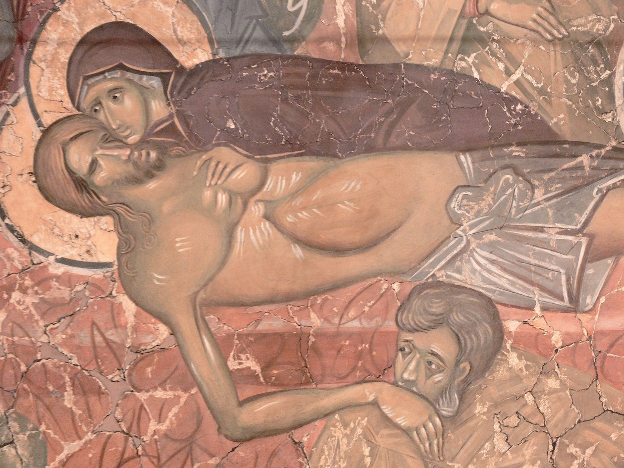 Kristuksen hautaus, noin 1380 tekijältä Ancient Russian frescos