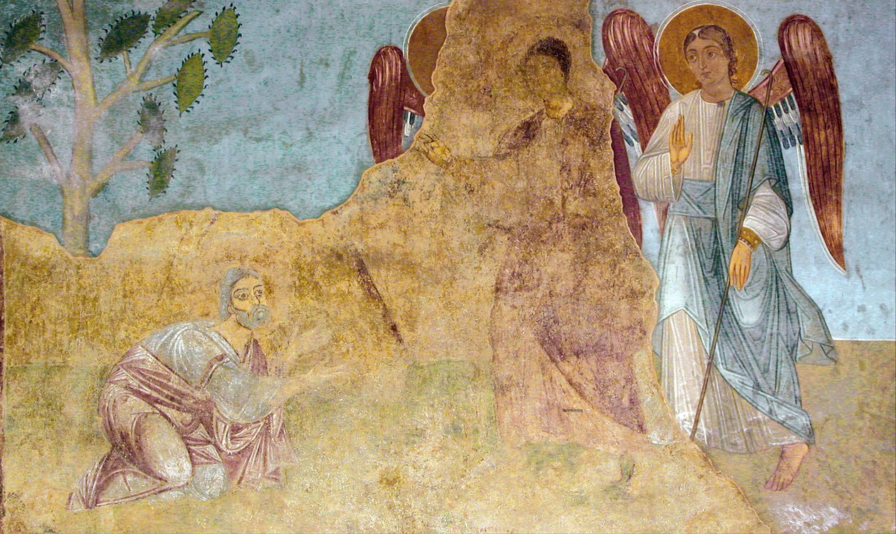 Abrahamin vieraanvaraisuus Vanhan testamentin kolminaisuus tekijältä Ancient Russian frescos