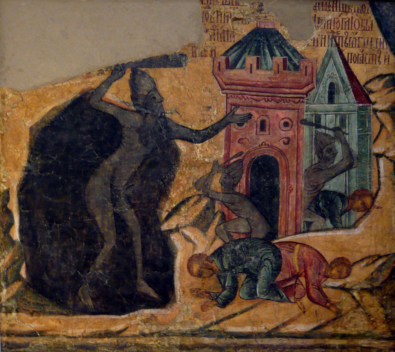 Viimeinen tuomio. Novodevitšin luostarin fresko, 1654 tekijältä Ancient Russian frescos