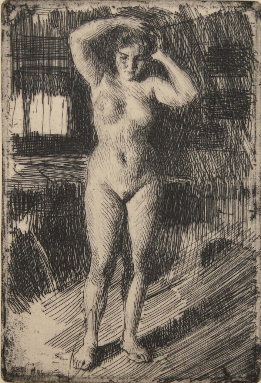 Anna tekee hiuksiaan tekijältä Anders Leonard Zorn