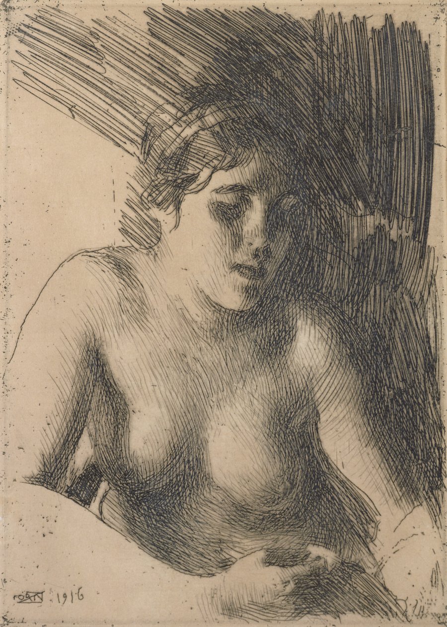 Alaston naisen rintakuva tekijältä Anders Leonard Zorn