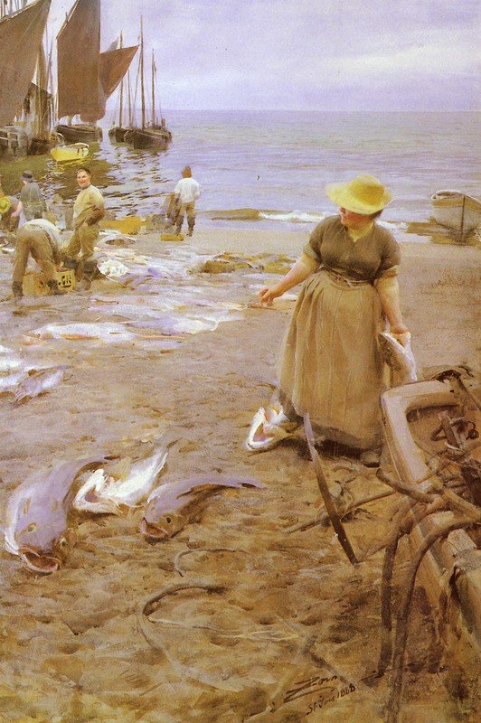 Fiskmarknad ja St. Ives tekijältä Anders Leonard Zorn