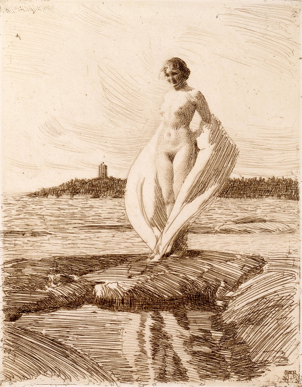 Frau mit Schal tekijältä Anders Leonard Zorn