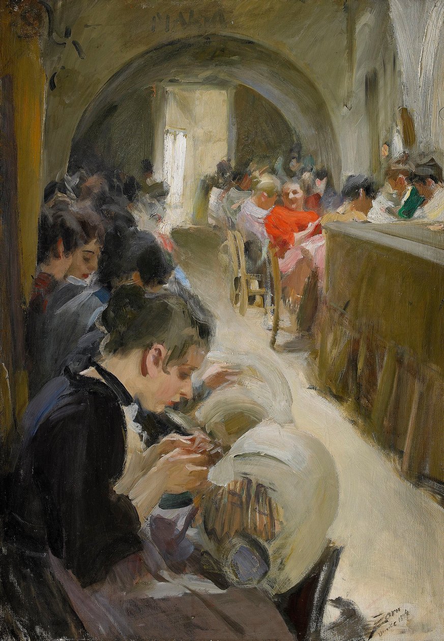 Pitsien valmistus Venetsiassa tekijältä Anders Leonard Zorn