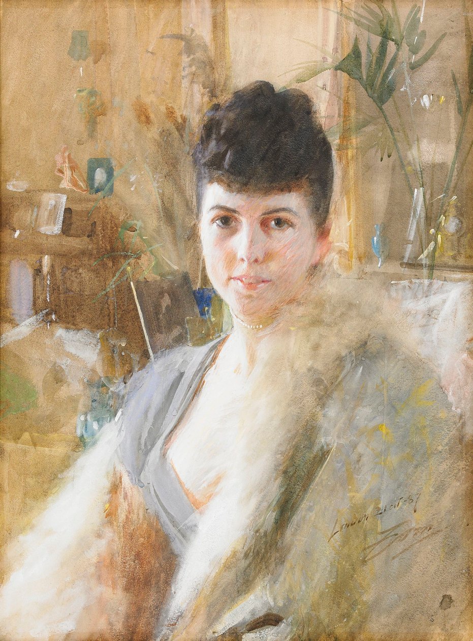 Nainen turkisviitta tekijältä Anders Leonard Zorn