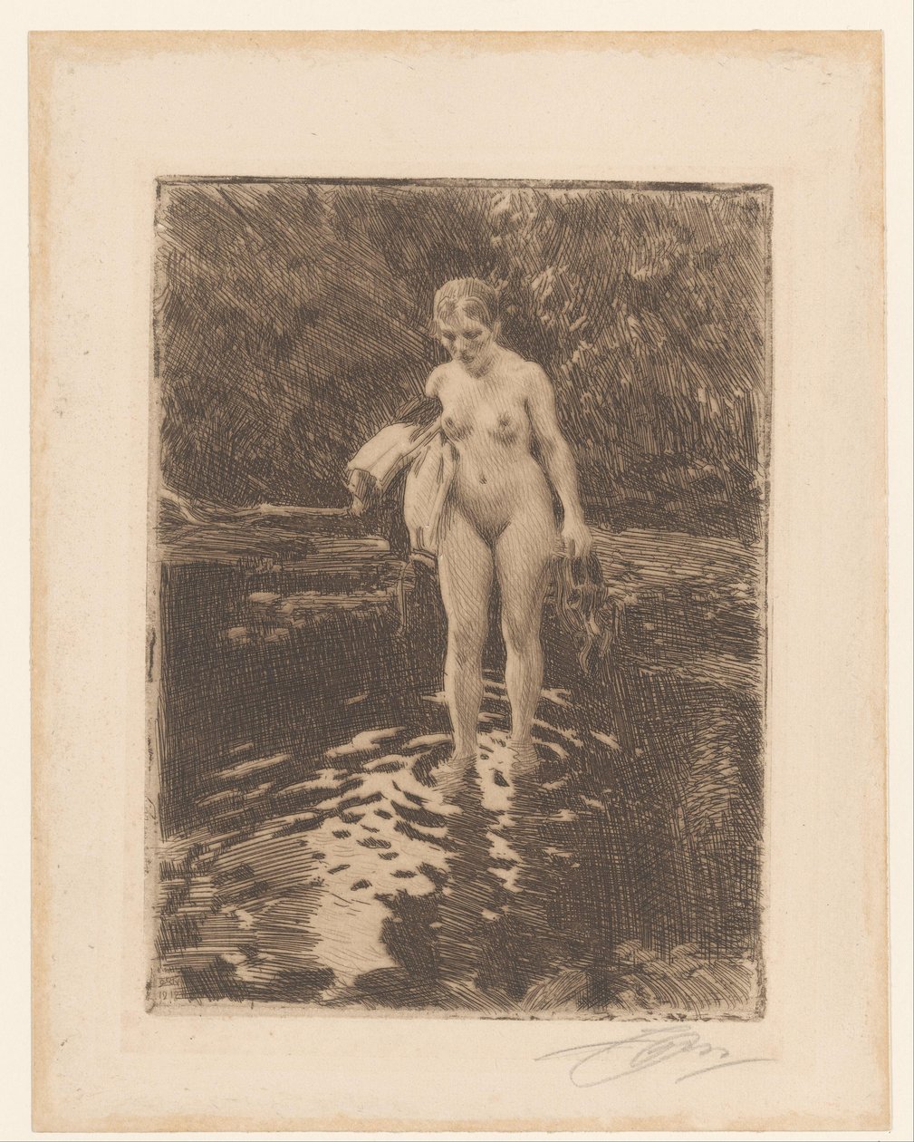 Uiva nainen Ford - Vadstallet tekijältä Anders Leonard Zorn (signed by artist)
