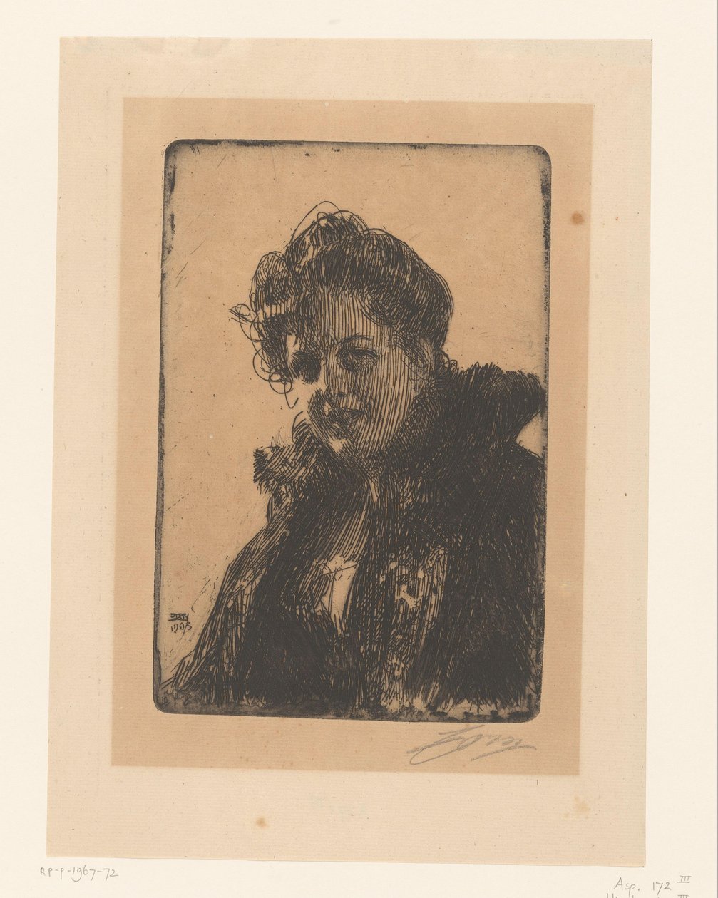 Amalia Granbergin muotokuva tekijältä Anders Leonard Zorn (signed by artist)