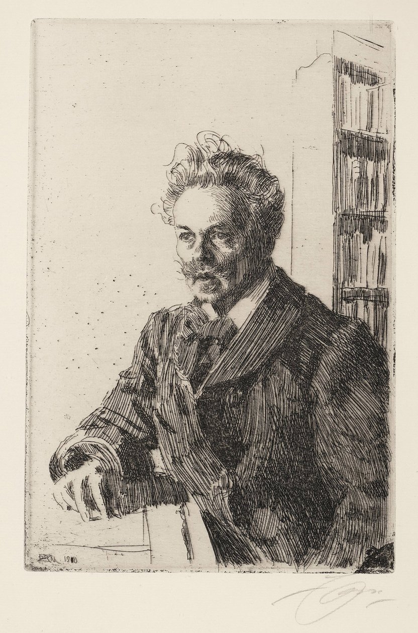 August Strindberg (1849-1912) - Zorn, Anders Leonard (1860-1920) - 1910 - Etsaus - 29,8x19,8 - Yksityiskokoelma tekijältä Anders Leonard Zorn