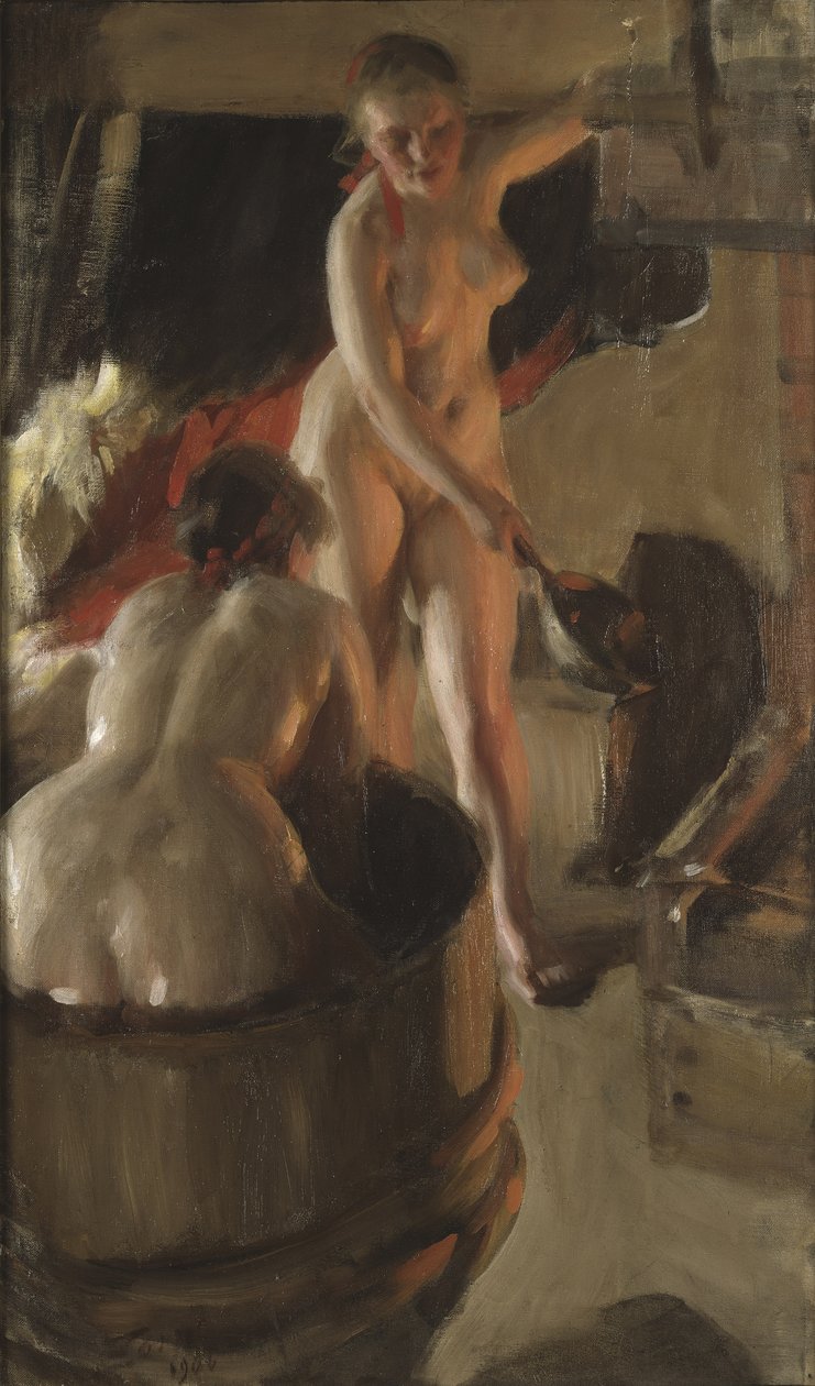 Tytöt Dalarnasta kylpemässä, 1908 tekijältä Anders Leonard Zorn
