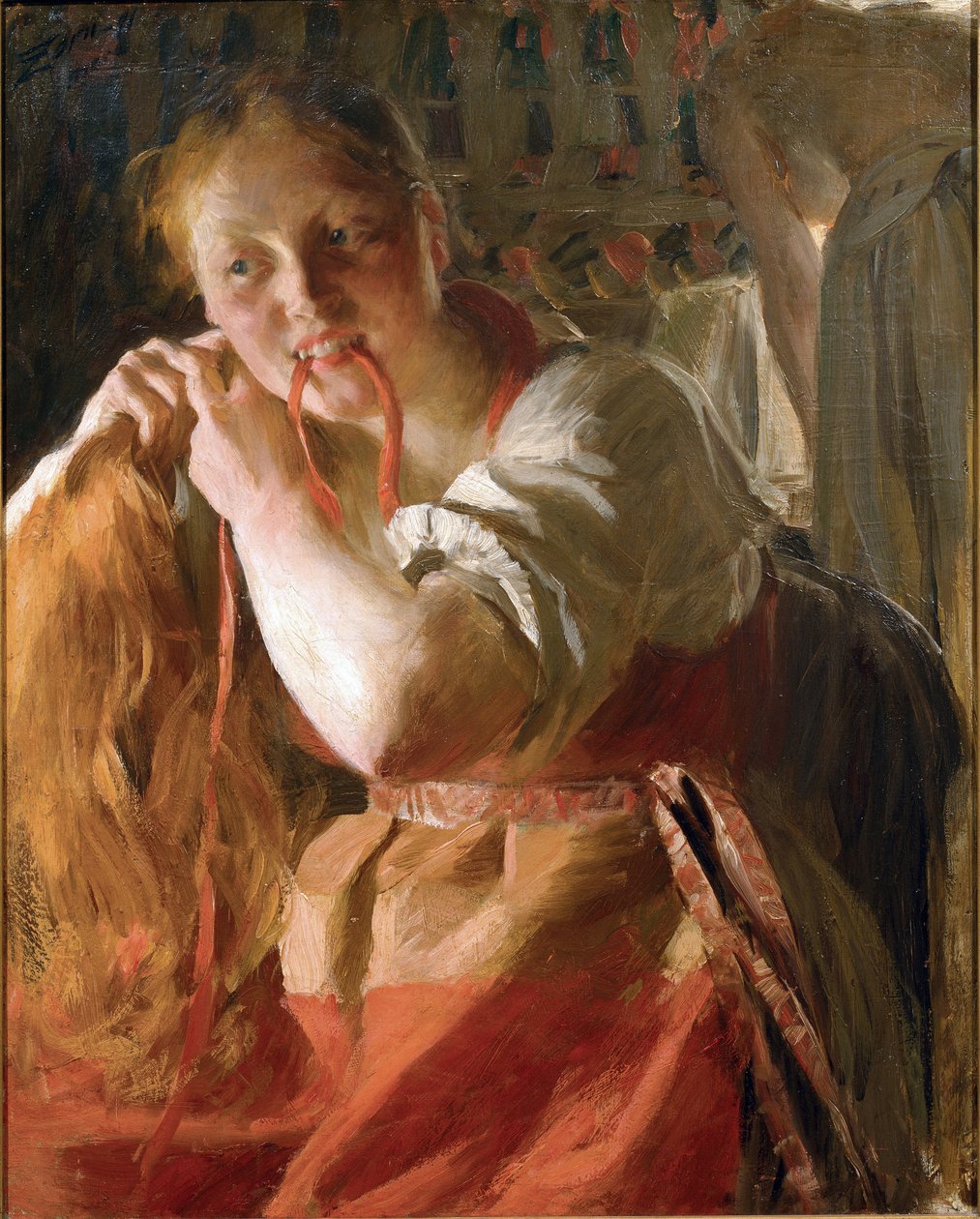Margit par Zorn, Anders Leonard (1860-1920). Öljy kankaalle, koko: 78x63,7 tekijältä Anders Leonard Zorn
