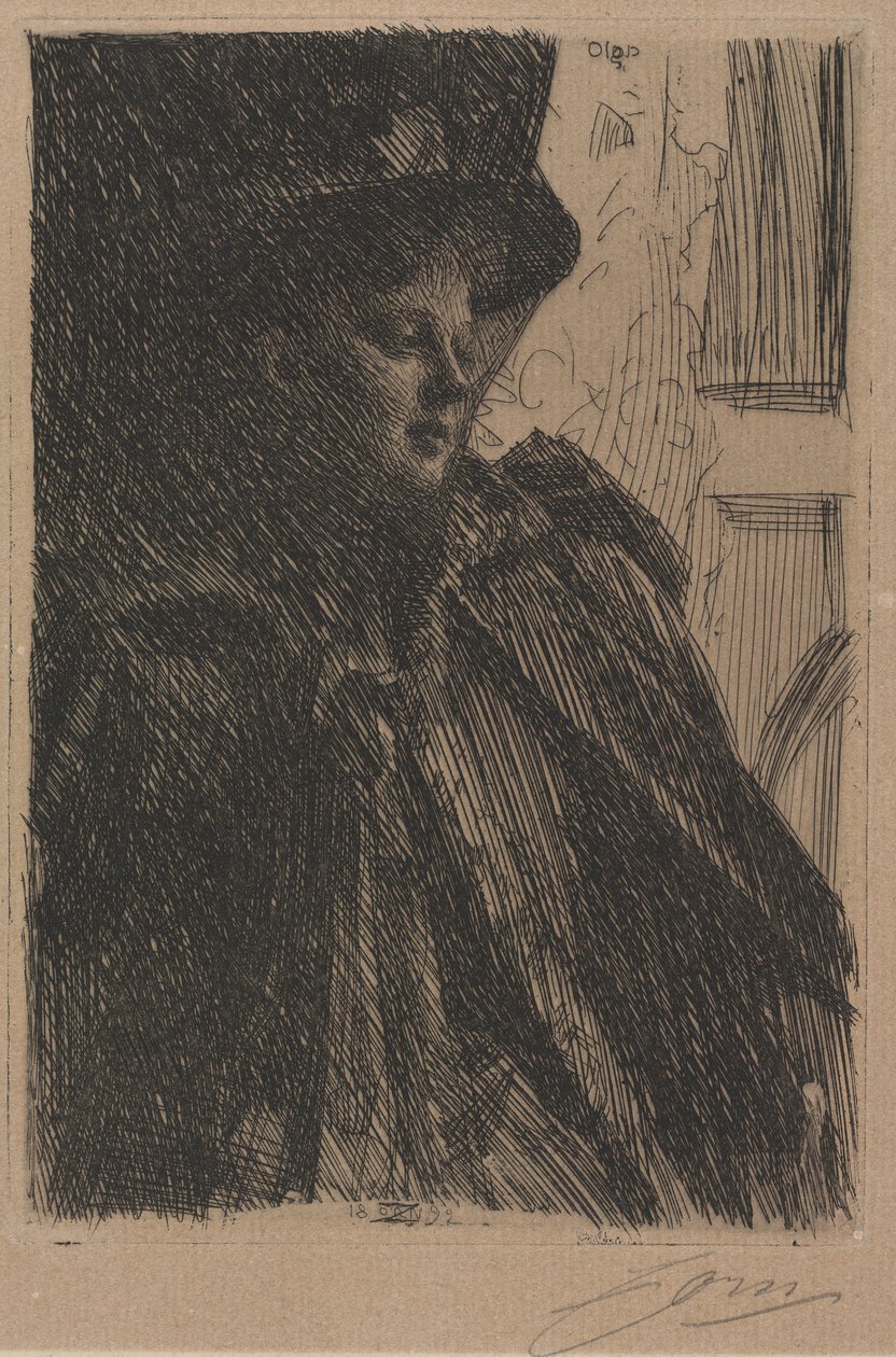 Mme. Olga Bratt, 1892. tekijältä Anders Leonard Zorn
