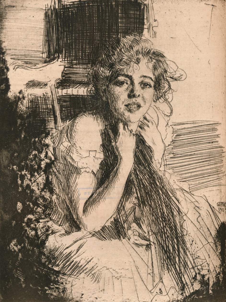 Neiti Emma Rassmussenin muotokuva, 1904, 1906 tekijältä Anders Leonard Zorn