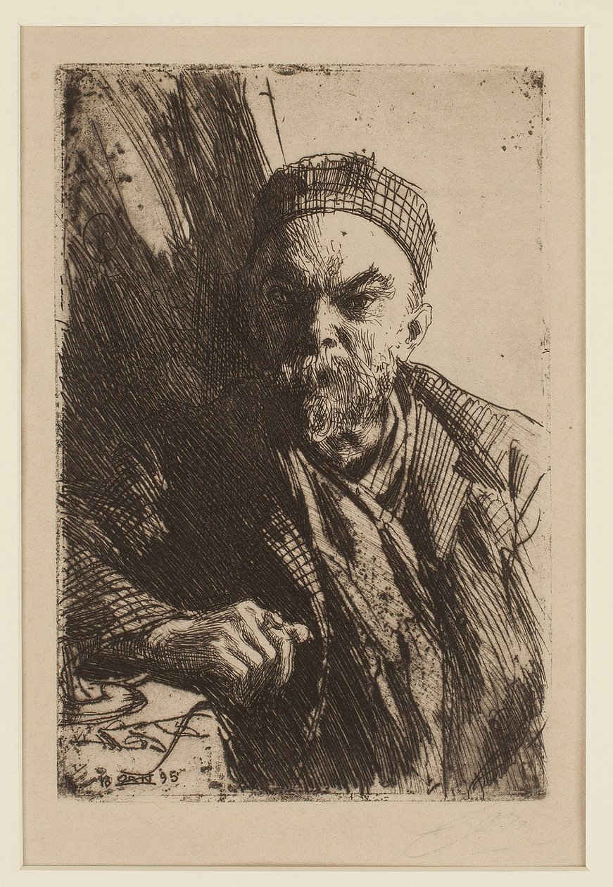 Runoilija Paul Verlainen (1844-1896) muotokuva - Zorn, Anders Leonard (1860-1920) - 1895 - Etsaus - 23,7x16 - Yksityiskokoelma tekijältä Anders Leonard Zorn