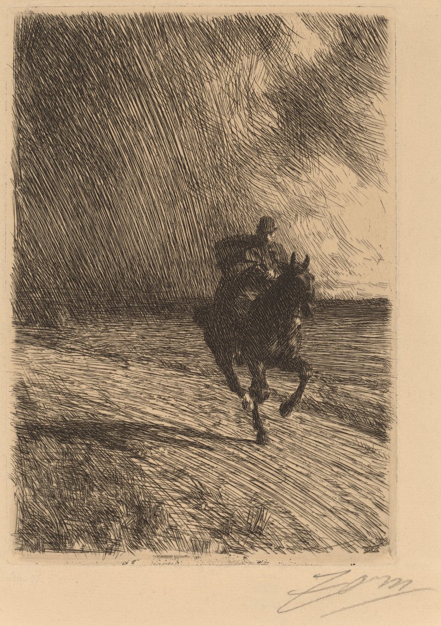 Myrsky, 1891. tekijältä Anders Leonard Zorn