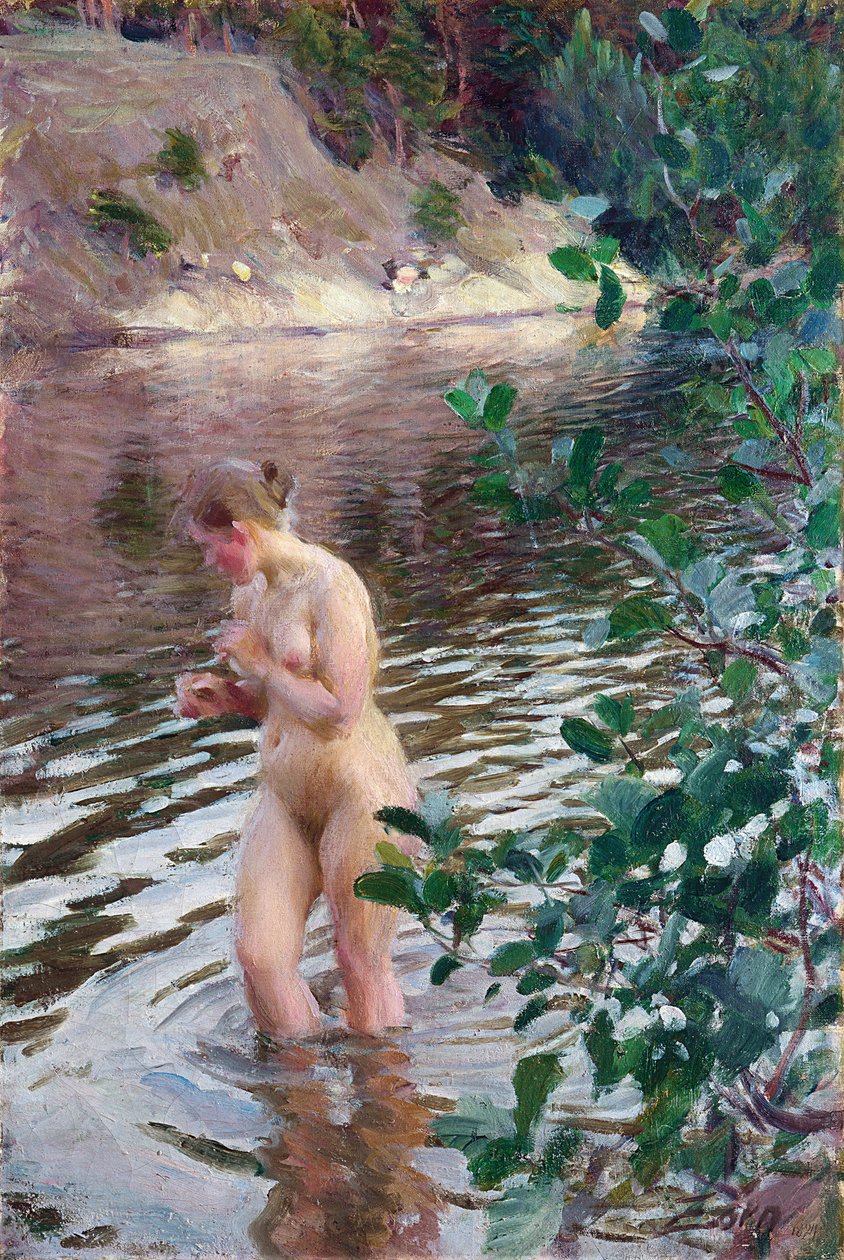 Kylmä virta Zorn, Anders Leonard (1860-1920). Öljy kankaalle, koko: 98x66 tekijältä Anders Leonard Zorn