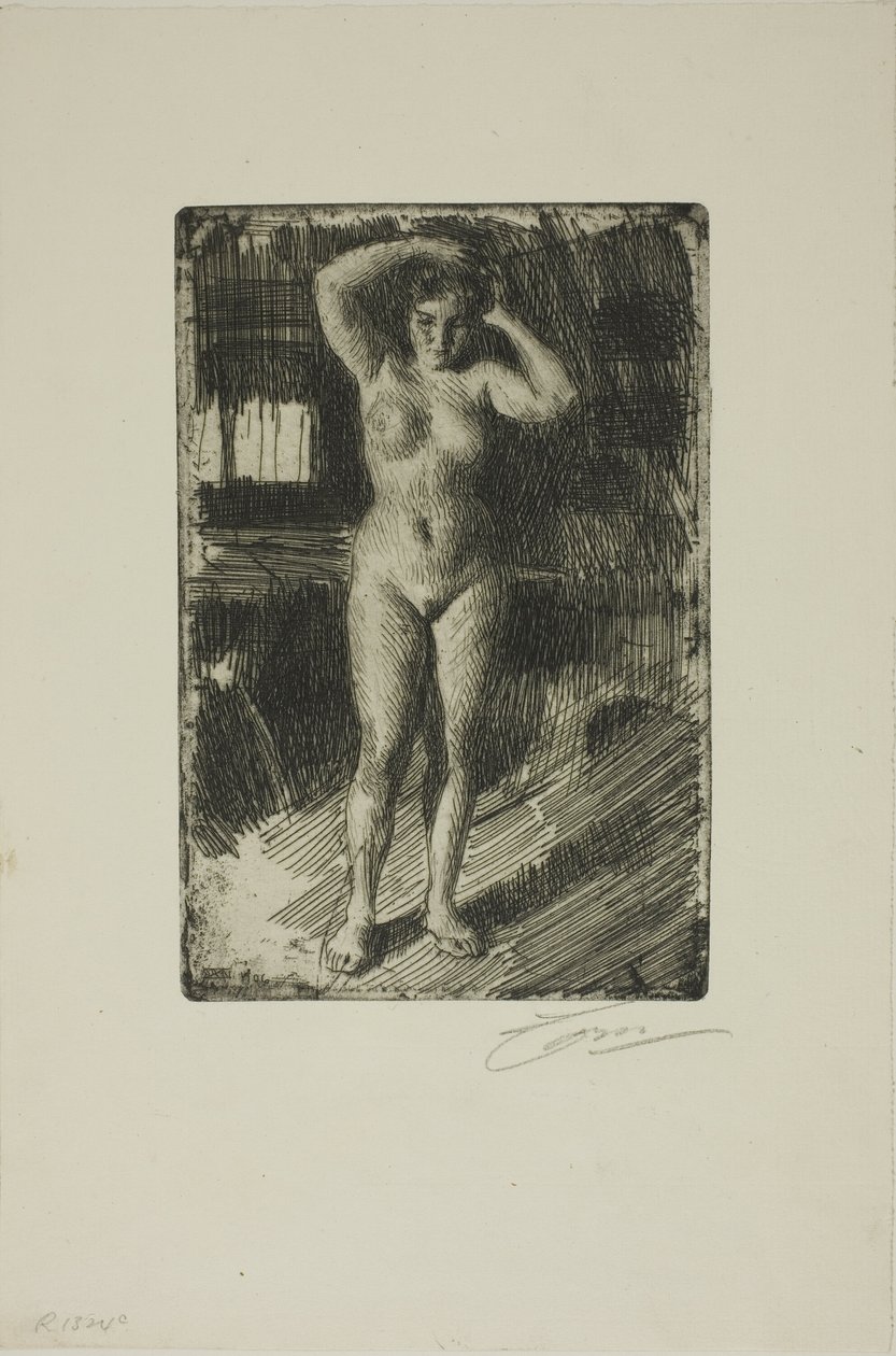 Anna hoitaa hiuksiaan tekijältä Anders Leonard Zorn