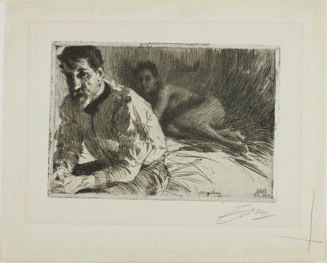 Augustus Saint-Gaudens II (Saint-Gaudens ja hänen mallinsa) tekijältä Anders Leonard Zorn