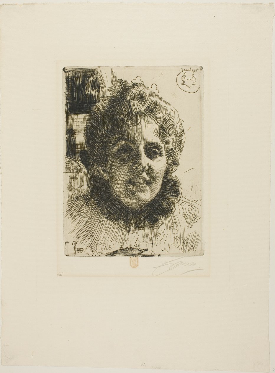 Aurore (rouva Aurore Klintberg, os Oxenstierna, johtaja) tekijältä Anders Leonard Zorn