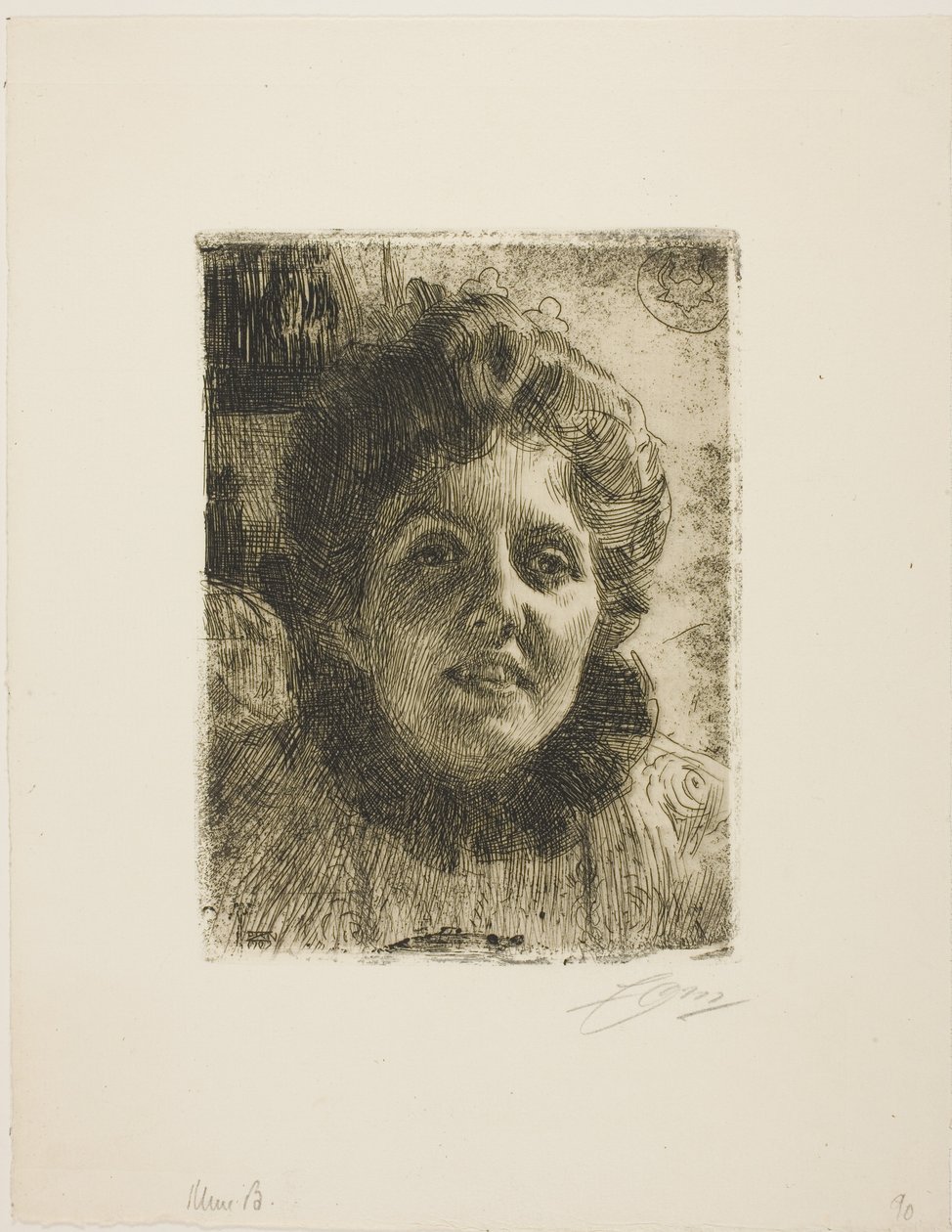 Aurore (rouva Aurore Klintberg, o.s. Oxenstierna, johtaja) tekijältä Anders Zorn