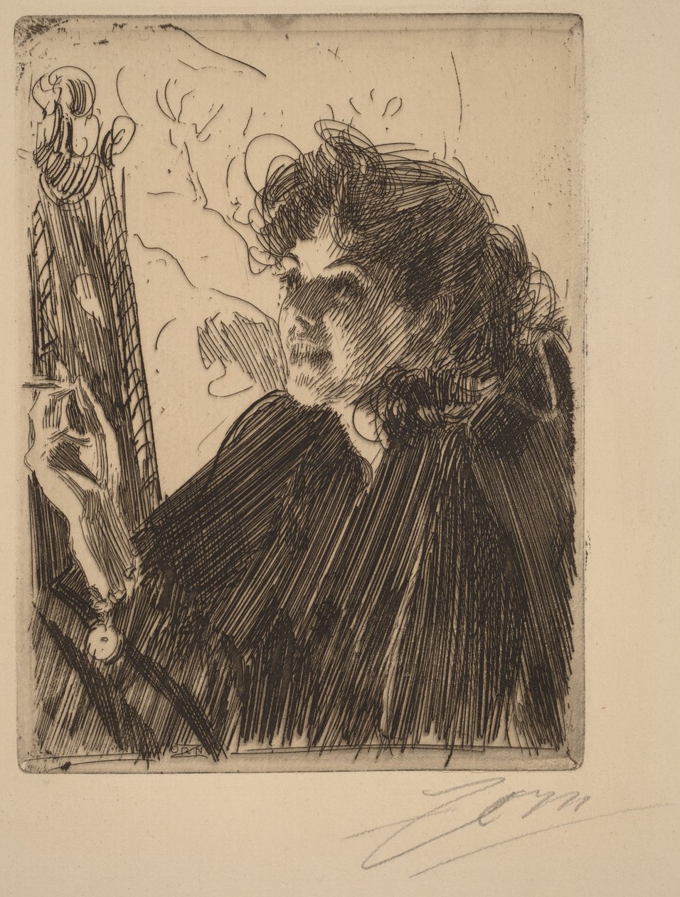 Tyttö ja savuke II tekijältä Anders Zorn