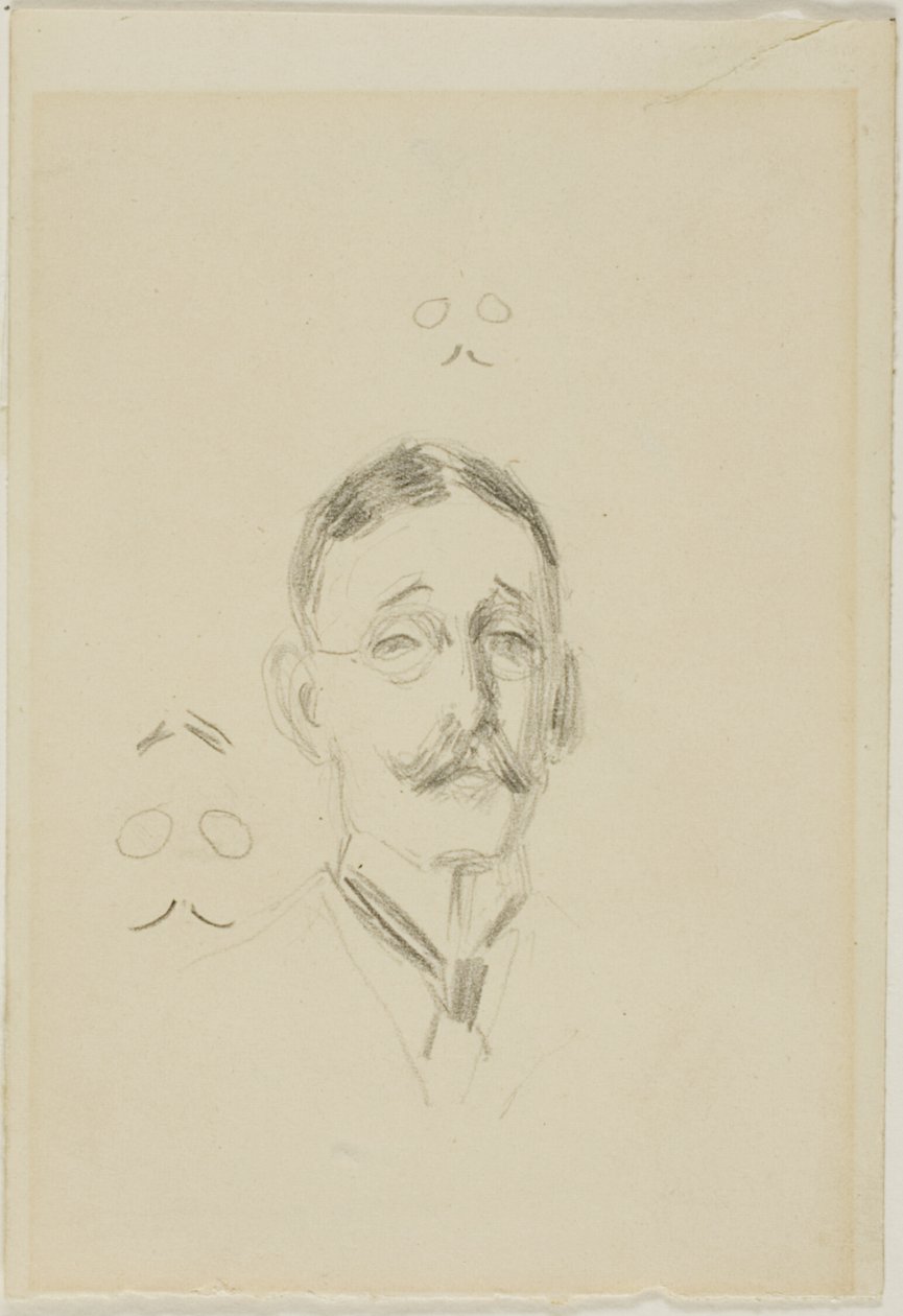Lasipäisen miehen pää ja kaksi luonnosta tekijältä Anders Zorn