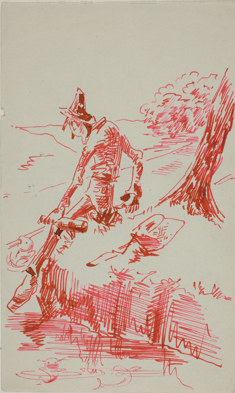 Mies kalastaa ja pitää pulloa tekijältä Anders Zorn