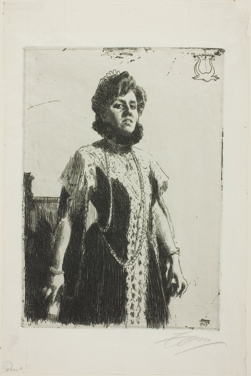 Oxenstierna (rouva Aurore Klintberg, os Oxenstierna, koko pituus) tekijältä Anders Leonard Zorn