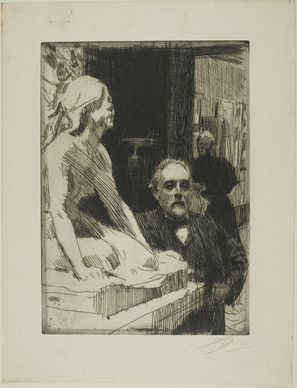 Pontus Fürstenberg ja hänen vaimonsa (seisovat Hasselbergin "Sammakon" lähellä). tekijältä Anders Zorn