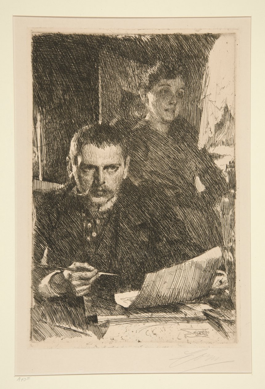 Taiteilijan ja hänen vaimonsa muotokuva tekijältä Anders Leonard Zorn