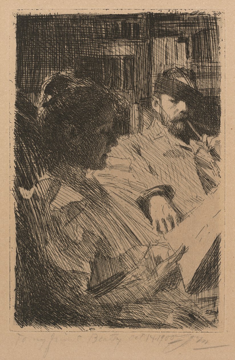 Lukemassa (herra ja rouva Ch. Deering) tekijältä Anders Zorn