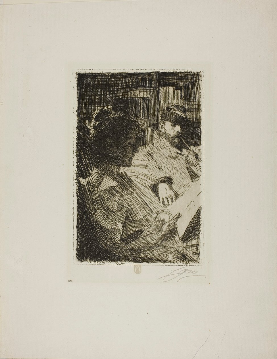 Lukeminen (hra ja rouva Ch. Deering) tekijältä Anders Zorn