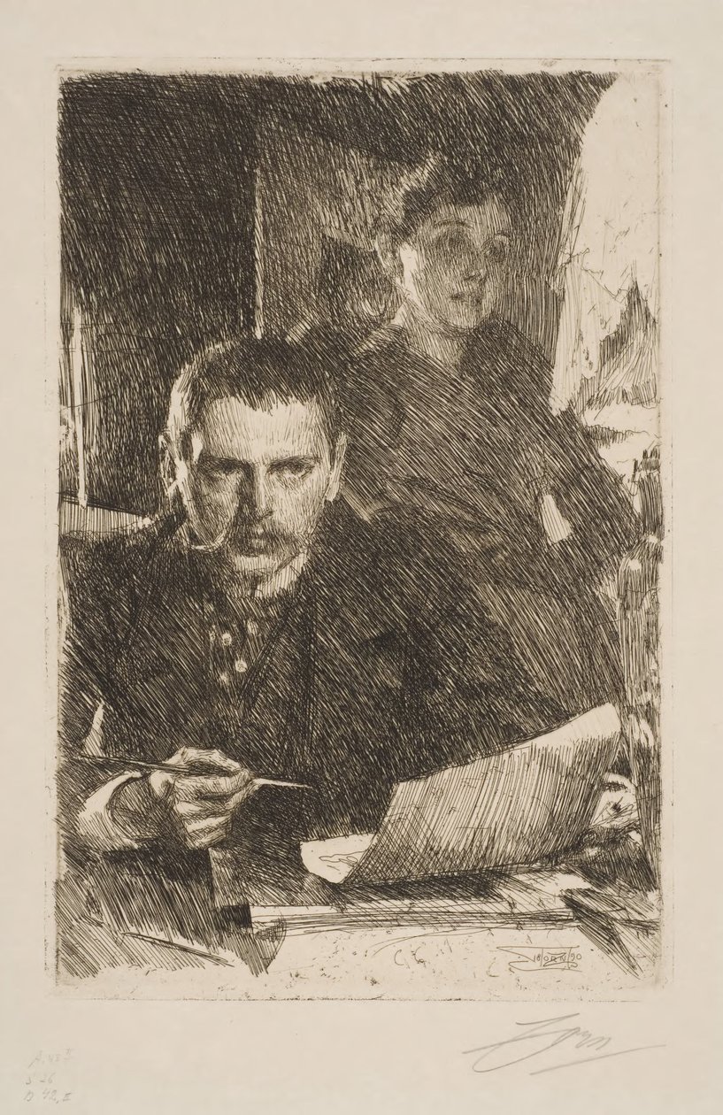 Omakuva Emma-vaimon kanssa tekijältä Anders Zorn