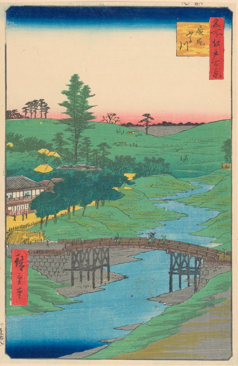 Furukawa-joki, Hiroo, (Furukawa Hiroo) Sarjasta 100 kuuluisat näkymät Edoon tekijältä Ando Hiroshige