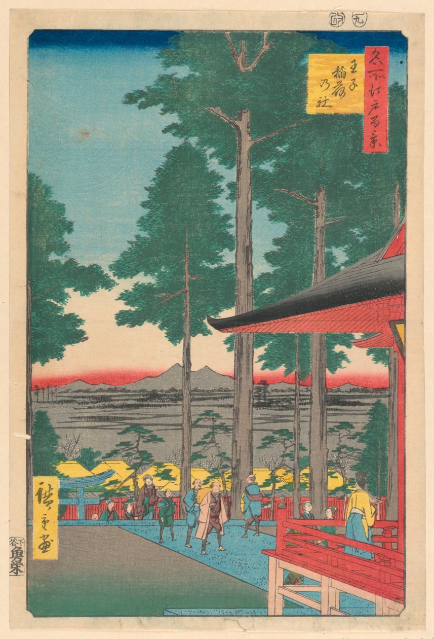 Inarin pyhäkkö Ojissa (Oji Inari no yashiro) Sarjasta Sata kuuluisia näkymiä Edosta tekijältä Ando Hiroshige
