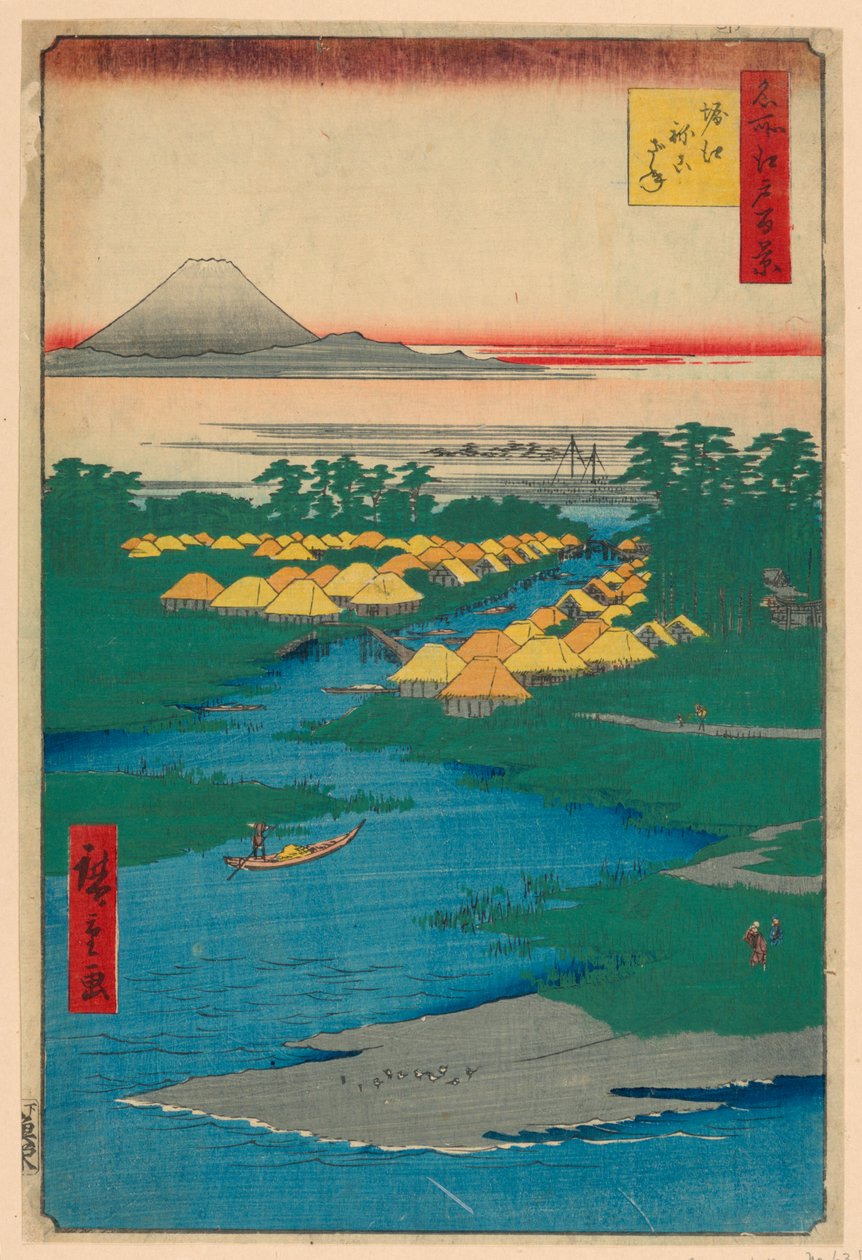 Nekozane Horikiri-kanavalla nro 96 Edon sadasta kuuluisasta näköalasta (Horie, Nekozane) tekijältä Ando Hiroshige