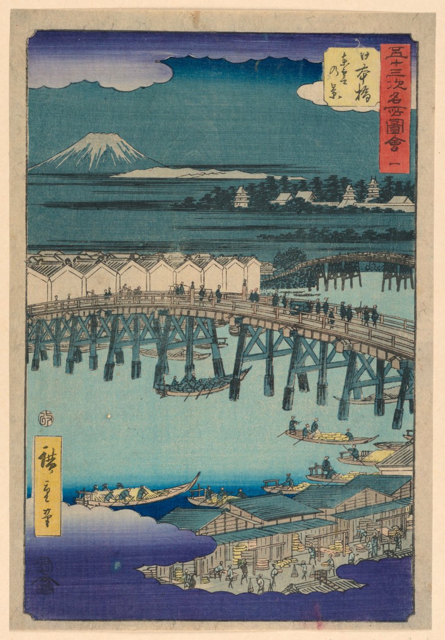 Nihonbashi sarjasta 53 Stations of Tokaido tekijältä Ando Hiroshige