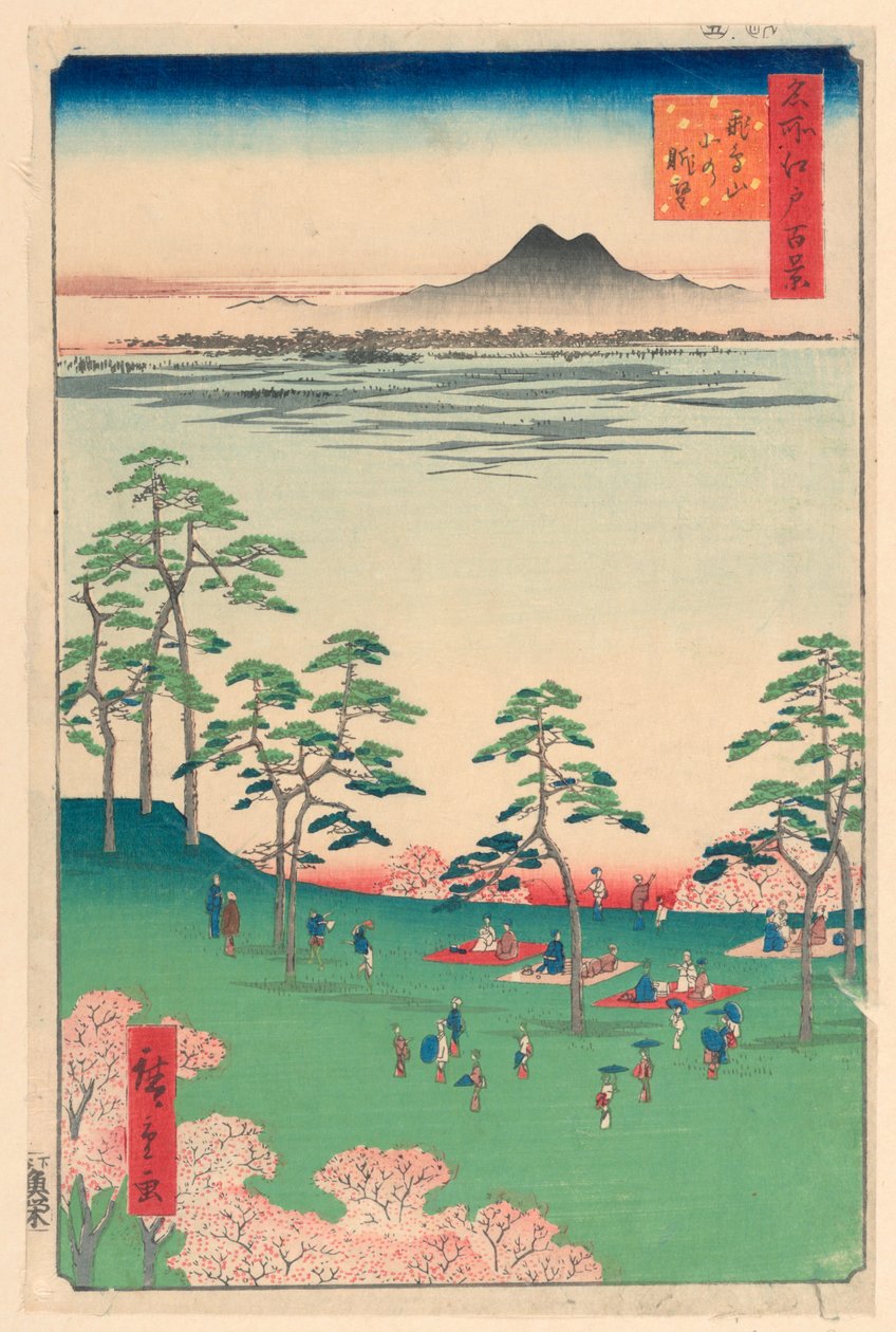 Näkymä pohjoiseen Asuka-kukkulalta (Asuka-yama Kita no Chobo) Sarjasta Sata kuuluisaa näköalaa Edoon tekijältä Ando Hiroshige