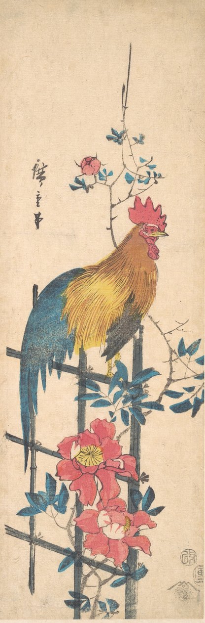 Peonia i gall, 1854., 1854. finlandès tekijältä Ando Hiroshige