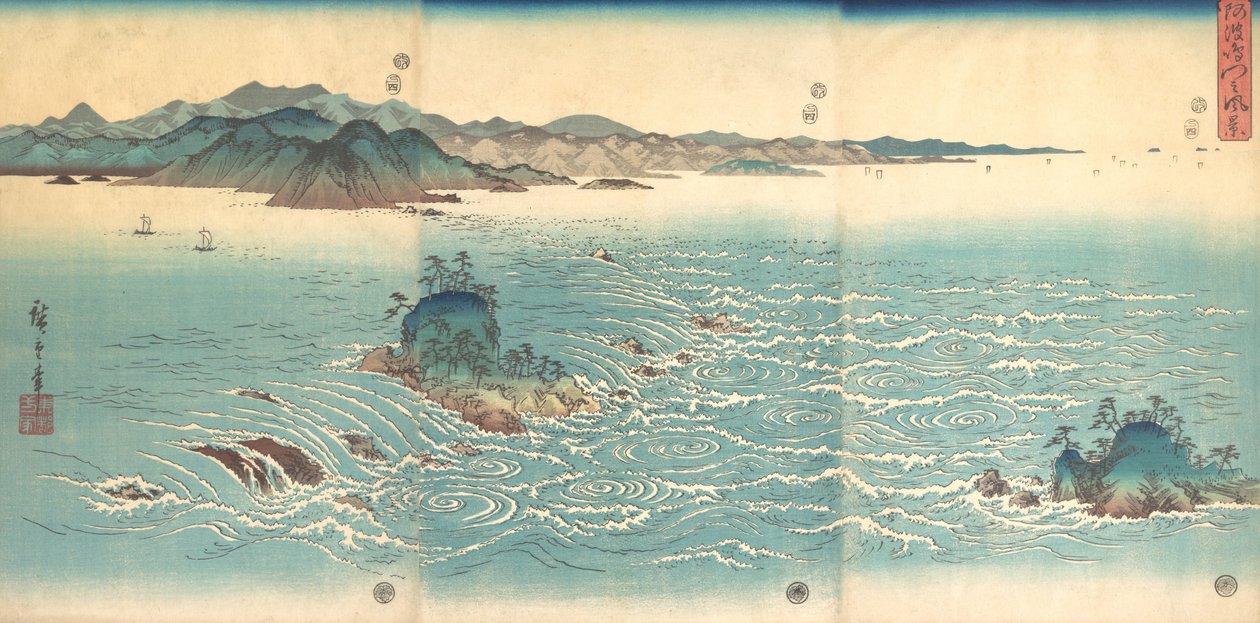 Rapids at Naruto, 1857, 1857. tekijältä Ando Hiroshige