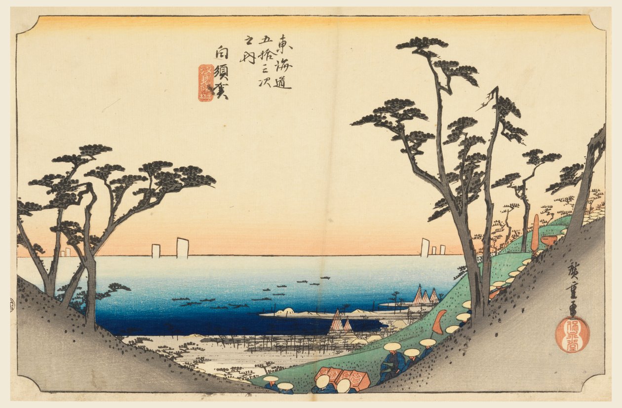 Shirasuka pass, jäsen te viisikymmentäkolme S tachi sounds of te urbanity alempi d tekijältä Ando Hiroshige