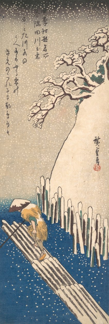 Lunta Sumida-joella, n. 1835, n. 1835. tekijältä Ando Hiroshige