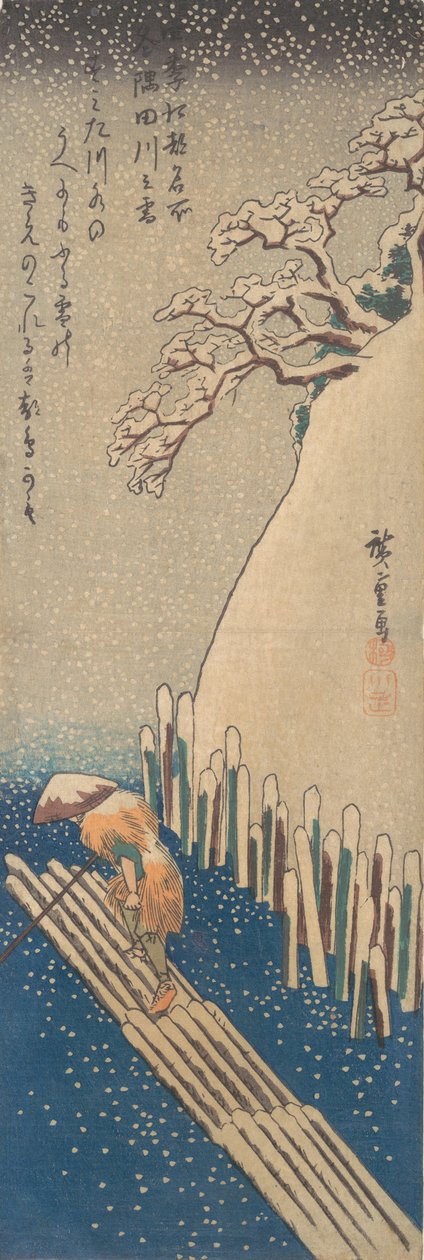 Lunta Sumida-joella, n. 1835, n. 1835. tekijältä Ando Hiroshige
