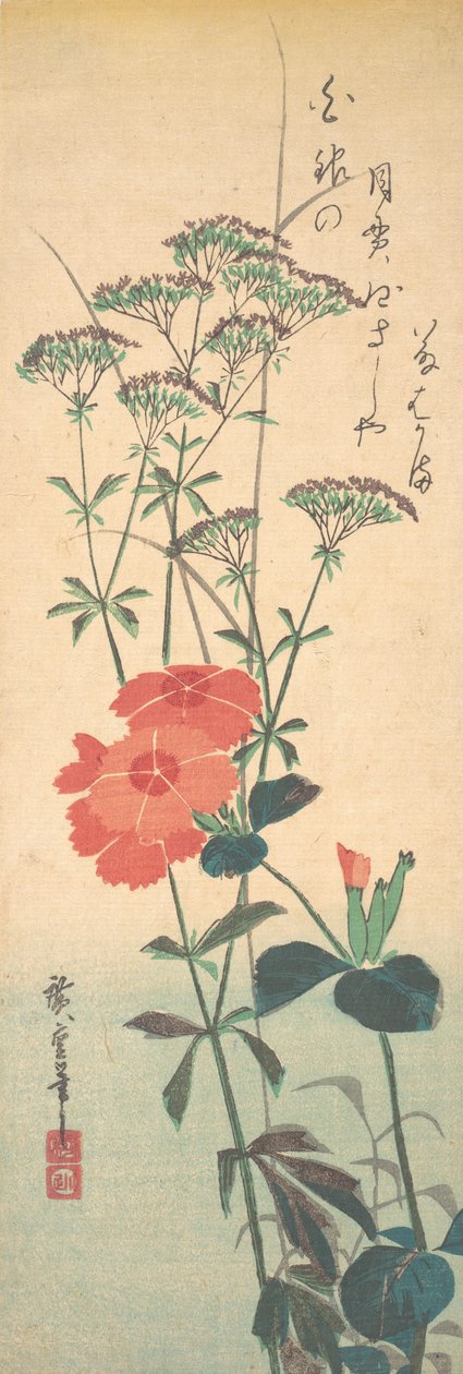 Erinomaiset pinkit ja kiinalainen agrimony, n. 1836, n. 1836. tekijältä Ando Hiroshige
